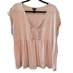 Torrid top boho vintage hippy flowy top quarter sleeve Ruffle neck